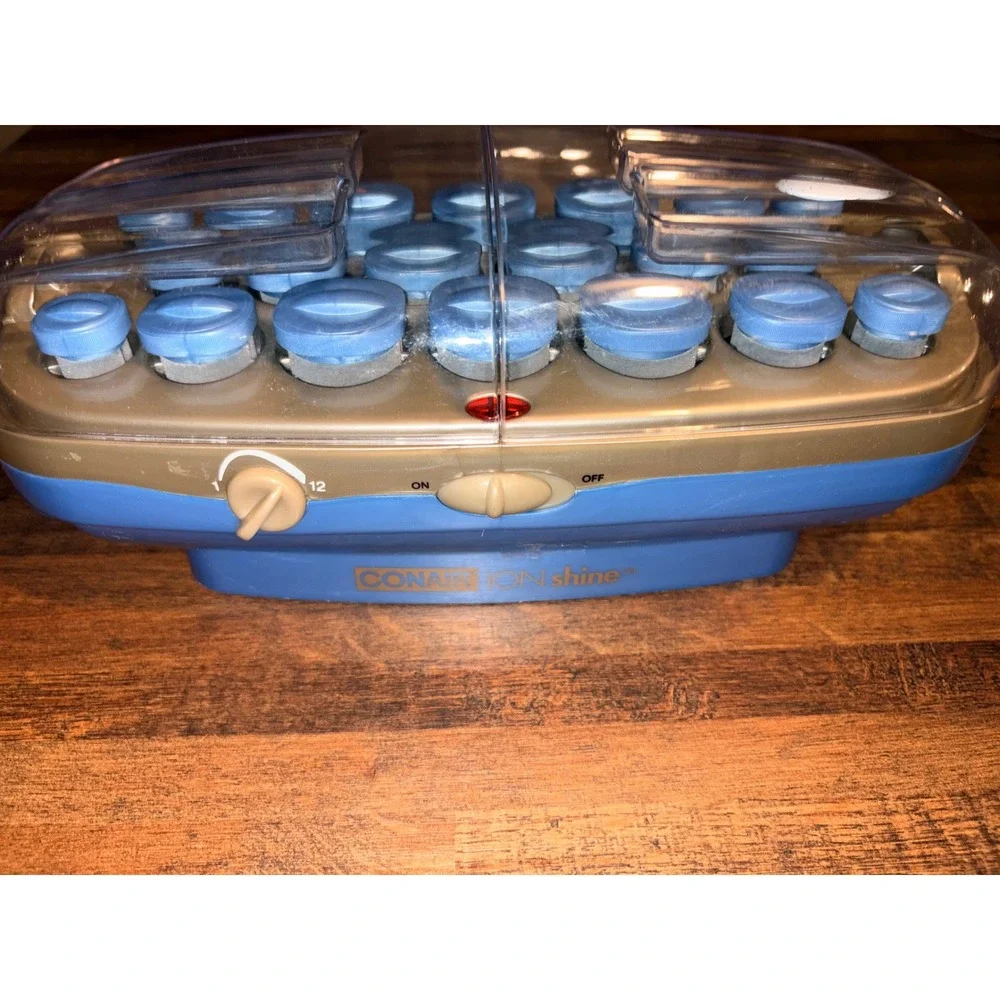 Conair Ion Shine Instant Heat Hair Setter 20 Ceramic Rollers Blue Gold‎ Tested